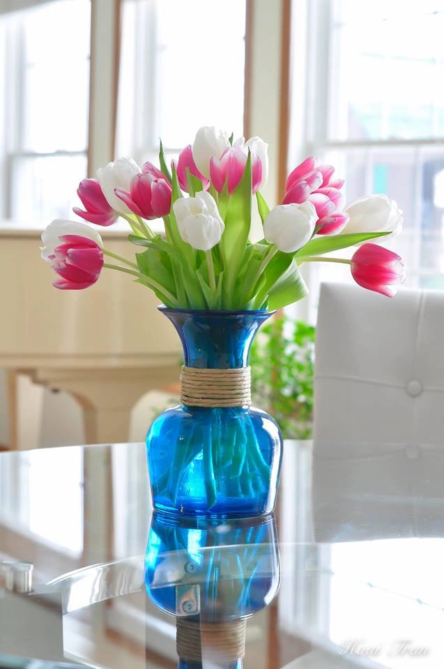Tài cắm hoa tulip của mẹ bầu việt