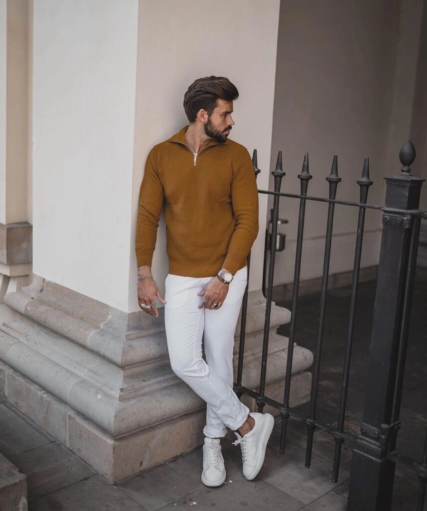 Bắt trend với quần jeans trắng giúp chàng xuống phố cá tính