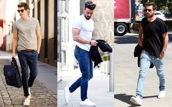 Cách phối quần jean với áo thun cho chàng cá tính